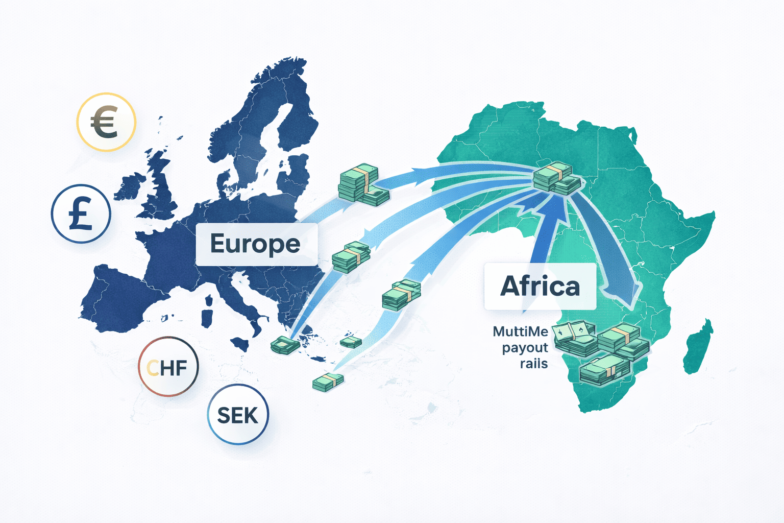 Europe to Africa remittance flow illustration